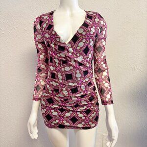 INC Women's Cross-over Stretch Long Sleeve Blouse Top (Size S)